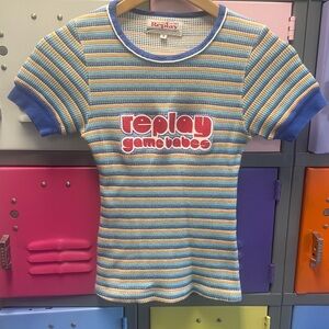 Replay Blue and Yellow Short Sleeve Tee, NWOT